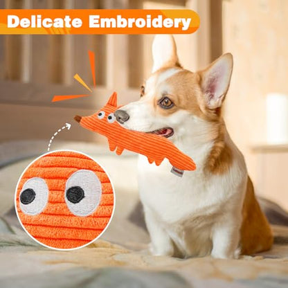 Squeaky Dog Toys, Cute Plush Toy for Dogs Indoor Play, Interactive Dog Toys with Non-Shedding Material for Small and Medium Dogs - Fox - style: K-Fox