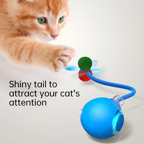 2026 Newly Upgraded Version 3.0 Cat Toys, Cool Intelligent Interactive Cat Ball for Indoor Bored Cats, Automatic Rolling Ball 3.0 Puzzle Toy, Electronic Rolling Pet Chase (Blue-1 pcs) - color: 03 - Blue-1 pcs