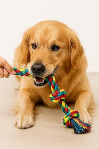 Large Tough Chew Toys for Aggressive Chewers Large Breed,Heavy Duty Dental Rope Toys Kit for Medium Dogs,5 Knots Indestructible Cotton Puppy Teething Chew Tug Toy Set of 5
