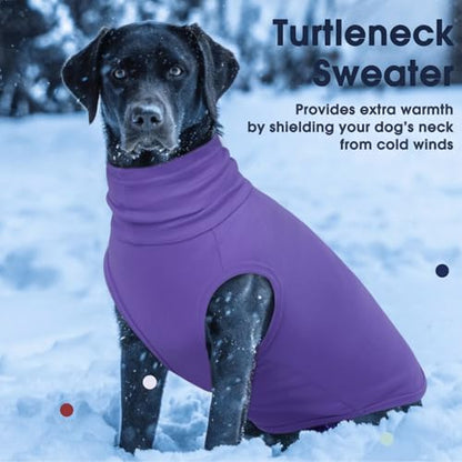 IECOii Dog Fleece Vest Sweater - Stretch Warm Pullover with Turtleneck,Purple,Large, Easy On/Off Winter Dog Sweater for Medium Large Dogs Girl Boy, Winter Fall Jumpsuit with High Neck - color: Purple, size: Large