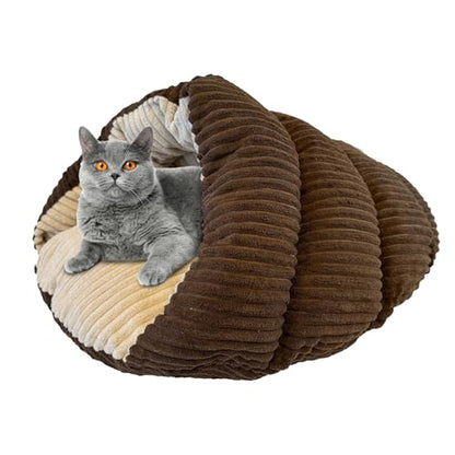 SPOT Sleep Zone Cuddle Cave - Cat Cave Bed for Indoor Cats and Mini Dogs, Durable, Comfortable, Washable for Kittens and Puppies Under 10 lbs and 12 inches Long, Corduroy Brown - style: Corduroy