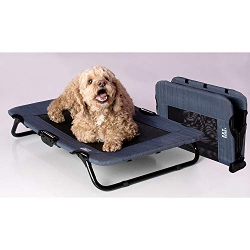 Pet Gear Lifestyle Pet Cot Elevated Bed, No Assembly Required, Premium Tear Resistant Cooling Mesh, Indoor & Outdoor, Lightweight & Portable, 30 Inch, NEW Lake Blue