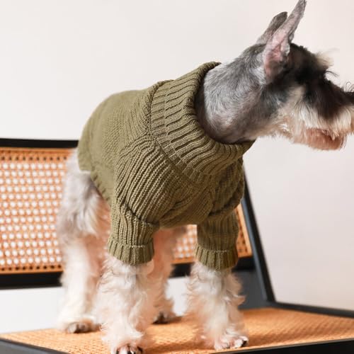 Fitwarm Thermal Knitted Dog Sweater Doggy Winter Coat Pet Clothes Doggie Turtleneck Jacket Puppy Outfits Cat Sweatsuit Sage Green XS - color: Sage Green, size: X-Small