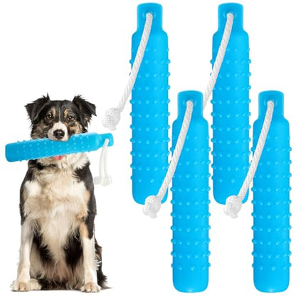 Blueweenly 4 Pcs Dog Bumper Toy for Water Retrieving Plastic Puppy Training Dummy Dog Float Toy Lightweight for Float on The Water Pool Outdoor Training Hunting Fetching (Blue) - color: Blue