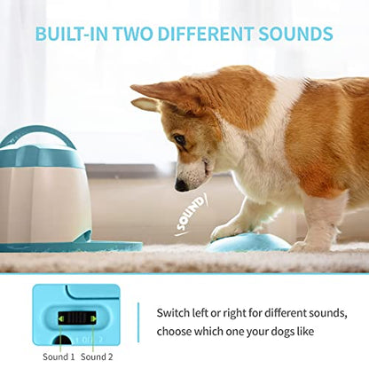 PETGEEK Automatic Dog Treat Dispenser with Button - Puzzle Memory Training Feeder, Pet Geek Button Treat Food Dispensing Toys Interactive, Iq Training Dog Feeder (Blue) - color: Blue