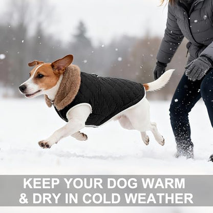 BEAUTYZOO Winter Dog Vest Coat with Harness Built in, Warm Puppy Jacket for Small Medium Dogs, Lightweight Cold Weather Small Dog Coat, Fleece Puffer Vest Windproof Snowproof Pet Clothes, Black - color: Black, size: M (Back: 15",Chest: 21")
