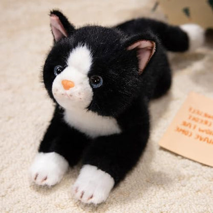 PEACH CAT Cat Stuffed Animal 15" Realistic Kitten Plushies Soft Plush Toys Gifts for Kids Black - style: 15“ Black Cat