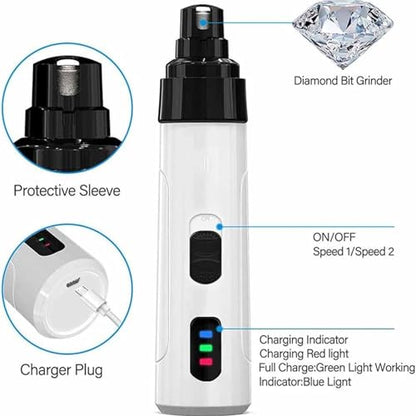 Electric Dog Nail Grinder & Trimmer - Rechargeable, Quiet, Low Vibration Pet Grooming Tool for Small & Large Dogs - Safe Paws Clipper with LED Light for Professional Home Grooming - color: 1 Pcs