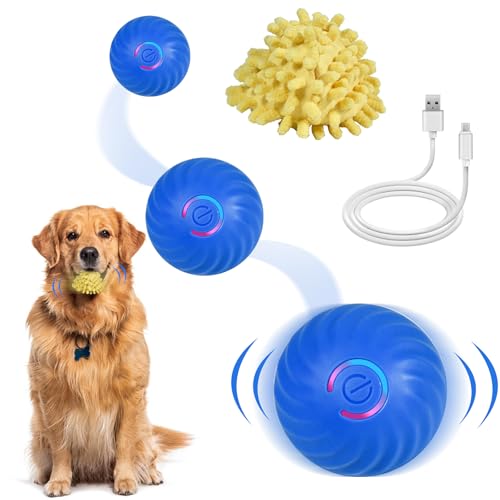 Interactive Dog Ball, Automatic Moving Toy Ball with Cover for Large Dogs, Self Rolling Best Boredom Toys for Gift, Dog Toys to Keep Them Busy(Medium:2.7inch) - color: Blue, size: M 2.7in