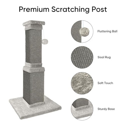 Cat Scratching Post, 32 Inch Cat Scratching Posts for Large Cats, Scratching Posts for Indoor Cats Adults, Cat Scratch Post with Nature Sisal, Full Gray - color: Full Gray