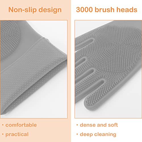 Pet Grooming Gloves, Dog Bathing Gloves with High-Density Teeth, Heat Resistant Silicone Cat Hair Remover with Enhanced Five Finger Design, Bathing and Massaging for Dogs and Cats (Grey) - color: Grey