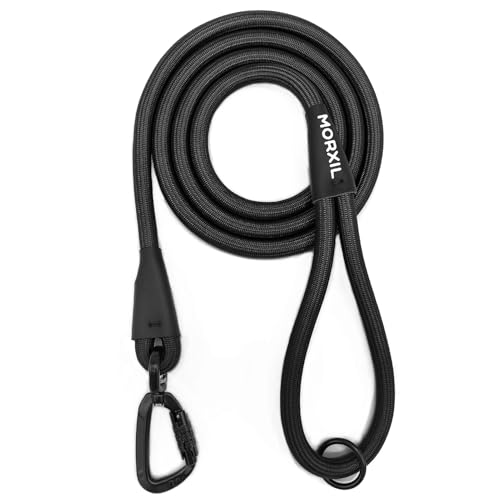 Rope Dog Leash, 4 ft Heavy Duty Dog Leash with Aviation Aluminum Auto Locking Carabiner, Strong Nylon Pet Lead for Small, Medium, Large Dogs (Black, 4FT) - color: Black, size: 4 Foot Single Handle
