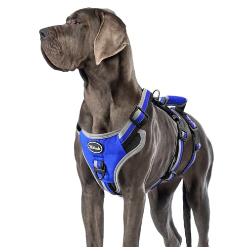 Escape Proof Dog Harness - No Pull Dog Harness with Handle, Soft Padded Reflective and Adjustable Full Body Pet Harness Vest for Medium Large Dogs Walking Hiking Training, Blue X-Large - color: Blue, size: X-Large