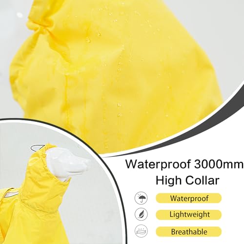 Adjustable Dog Raincoat, Waterproof Dog Rain Jacket for Small Medium Large Dogs,Reflective Lightweight Pet Rain Coat with Leash Hole(Yellow&White, Medium) - color: Yellow&White, size: Medium(13-22lb)