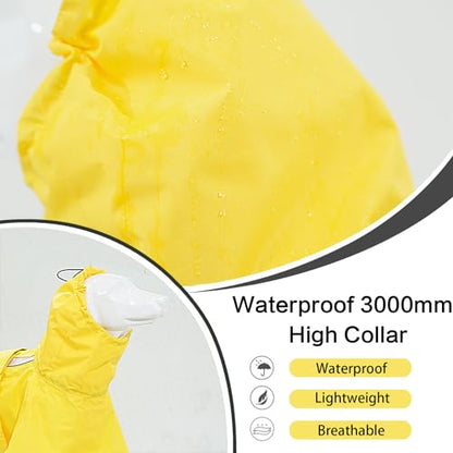 Adjustable Dog Raincoat, Waterproof Dog Rain Jacket for Small Medium Large Dogs,Reflective Lightweight Pet Rain Coat with Leash Hole(Yellow&White, Medium) - color: Yellow&White, size: Medium(13-22lb)