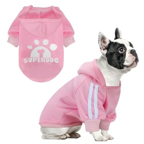 Dog Hoodie with Leash Hole, Pet Clothes Puppy Sweatshirt Dog Pullover Stylish Cat Apparel for Small Medium Dogs and Cats (Pink, Medium) - color: Pink, size: Medium