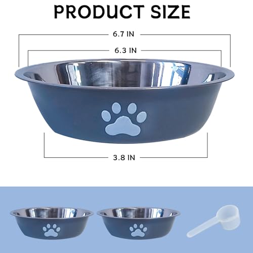 kathson 2 Pack Stainless Steel Dog Bowls,6" Spill Proof Metal Dog Food Bowls,Nonslip Rubber Bottom Pet Food and Water Bowl Set,Puppy Dishes Feeder for Medium Small Dogs,Grey - color: Grey, size: 2.5cups