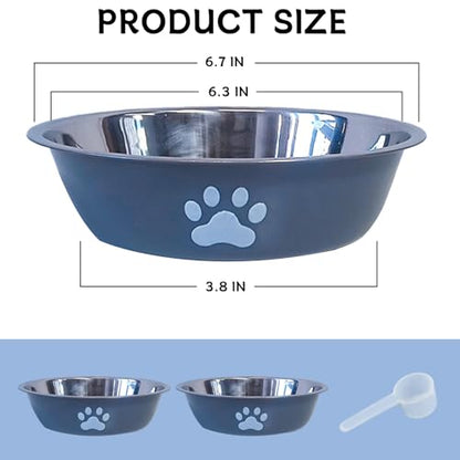 kathson 2 Pack Stainless Steel Dog Bowls,6" Spill Proof Metal Dog Food Bowls,Nonslip Rubber Bottom Pet Food and Water Bowl Set,Puppy Dishes Feeder for Medium Small Dogs,Grey - color: Grey, size: 2.5cups