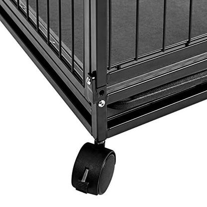 Amazon Basics - Portable Heavy Duty Stackable Dog & Pet Kennel with Tray, Black, 24.0" L x 28.0" W x 37.0" H - size: 24.0"L x 28.0"W x 37.0"H