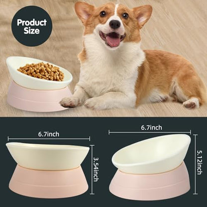 Bulldog Bowl Anti-Slip Dog Cat Dish Detachable Rubber Dog Bowl Pet Sterile Tilted Pet Feeder Slope Base (Lightpink, 2 Cup (Small/Medium Dog)) - color: Lightpink, size: 2 Cup ( Small/Medium Dog )