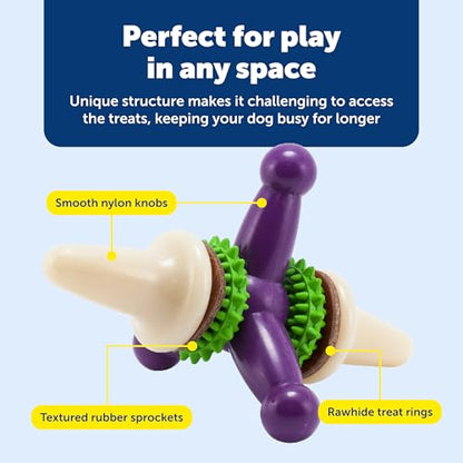 PetSafe Busy Buddy Jack - Treat Holding Dog Chew Toys - Helps Clean Teeth - Vanilla Scented Rubber for Strong Chewers - Treat Refills Included, Interactive Dog Toy Helps Keep Dogs Busy, Purple, Medium - size: Medium, style: Treat Holding Jack