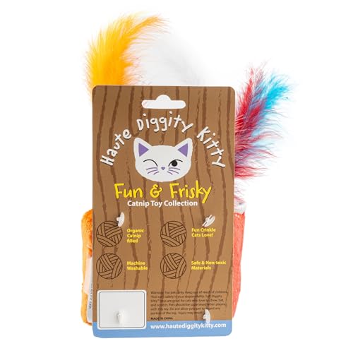 Haute Diggity Kitty Catweiser + Furball Catnip Toys, Soft Plush Cat Toys Catnip Filled with Interactive Crackle Sound & Feathers, Safe & Durable Toy for Cats & Kitten, 2 Pcs - style: Catweiser + Furball
