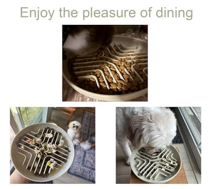 Slow Feeder Bowls for Dogs and Cats, 7.9inch Slow Down Bowl with Suction Cups, Puzzle Pet Bowls Non-Slip Design Dishwasher Microwave Safe (Beige) - color: Beige