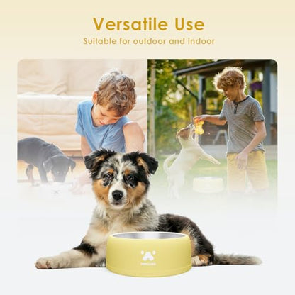 PAWGETHER® Stainless Steel Dog Bowls, Dog Food and Water Bowl Non-Slip Easy to Clean Dishwasher Safe for Puppy Small Medium Dogs Cats Yellow 34oz - color: Yellow (34oz)