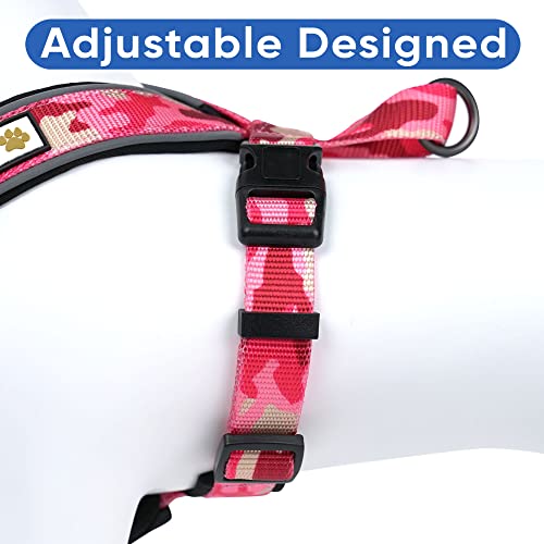 Pawtitas Reflective Padded Dog Harness for X-Small Dogs – Adjustable Puppy Step-in Vest | Fits Chest 14–18 in | No Pull Training Harness | XS | Pink Camouflage - color: Pink Camouflage, size: X-Small (Pack of 1)