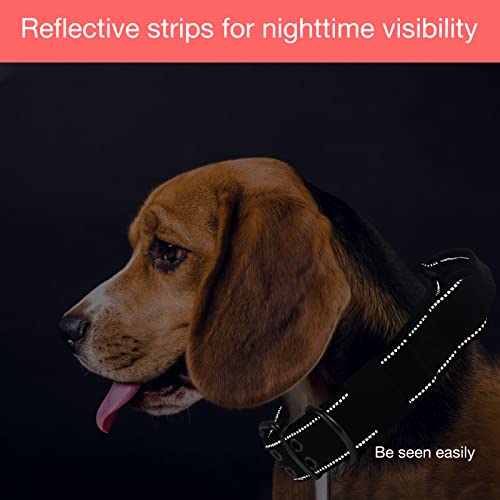 Reflective Dog Collar Heavy Duty Tactical with Control Handle and Metal Buckle for Dog Training(Large, Black) - color: Black, size: Large (Pack of 1)