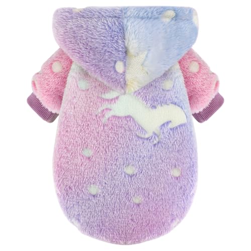 Dog Sweater for Small Dogs Girl Boy, Fleece Dog Hoodie Clothes, Night Glow Puppy Sweater, Soft Warm Extra Small Doggie Sweatshirt, Fall Winter Doggy Clothes Pet Outfits for Chihuahua Yorkie, Pink,XXS - color: Pink, size: XX-Small (Chest 11in )