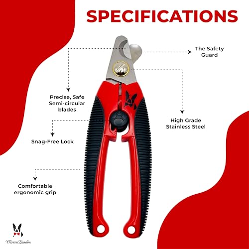 Warren London Dog Nail Clippers for Small Medium & Large Dogs – Professional Pet Nail Trimmer with Stainless Steel Blade, Safety Guard & Non-Slip Ergonomic Handle for Safe Easy Grooming - style: All Dog Sizes