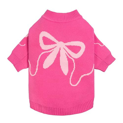 Fitwarm Bowknot Valentine's Dog Sweater, Thermal Winter Clothes for Small Dogs, Charming Valentine's Outfit, Dog Pullover Jumper, Holiday Pet Apparel, Pink, Medium - color: Bowknot, size: Medium
