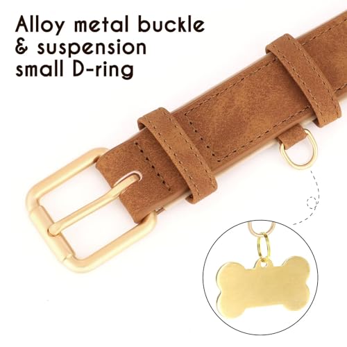 Didog Soft Padded PU Leather Dog Collar, Adjustable Dog Collars for Medium Dogs with Durable Metal Buckle and D Ring,Brown,L - color: Brown, size: L: Fit Neck 13-17"(22-44lbs)