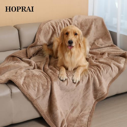 Dog Blanket, Waterproof Reversible Sherpa Fleece Throw Blanket, Furniture Cover for Bed, Couch, Sofa Protection from Liquid Pee and Pet Fur of Puppy, Cat (Light Coffee M39*57inches) - color: Light Coffee, size: 39*57