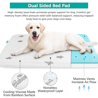 Biloban Waterproof Dog Beds for (Large) Dogs, Washable Mat Pad, Memory Foam Dog Beds & Furniture for Small/Medium Large/XL/XXL Pet with Removable Cover (Light Grey) - color: Light Grey