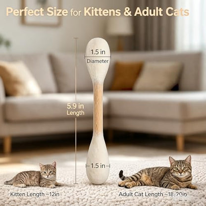 Cotton Swabs Cat Toys with Catnip 6 Pack, Durable Big Kitten Chew Sticks, Dental Teething Ropes, Giant Interactive Felt Kitty Kicker Toys for Boredom (Mix)