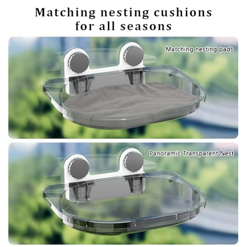 La La Pet Suction Cup Cat Bed with Mat Transparent All Season Window Perch for Indoor Pets Sunbathing Hammock Nest