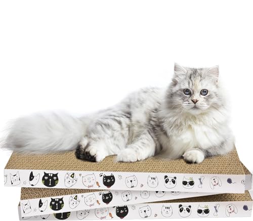 3 Pack Cardboard Cat Scratcher Refill Cat Scratch Pad Durable Cat Scratchers for Indoor Cats Kitten 16.5 x 8 x1 Inch Reversible Cat Scratching Board to Protect The Furniture (Lovely Pets) - color: Ctue Pets