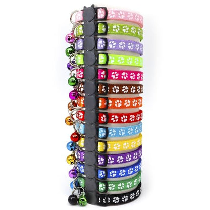 Reflective Cat Collars Breakaway with Bell 2-Pack Girl Boy Pet Kitten Collar with Star Moon Patetrn Adjustable 7.5-12.5 Inch (Black) - color: Black