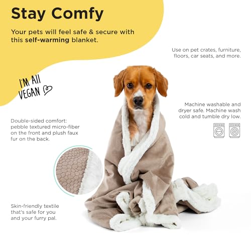 Best Friends by Sheri Premium Self-Warming Ilan Microfiber Faux Fur Pet Throw Blanket 40x50 in Wheat - color: Wheat