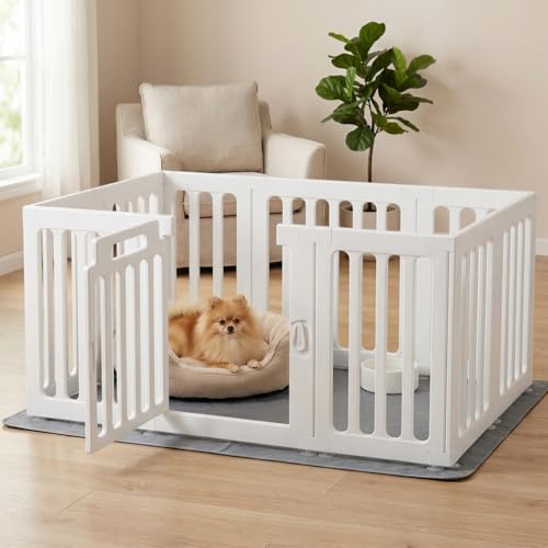 Dog Playpen with Door, Portable Large Puppy Playpen for Indoor & Outdoor Use, Tool-Free Assembly Modern Pet Play Pen for Dogs, Cats & Small Animals - color: 10 Panels - 43.6"L x 24"W x 24"H