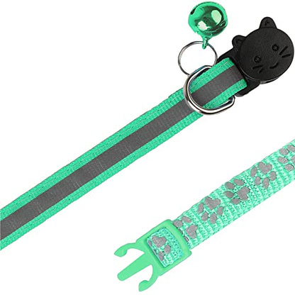 2 Pack Reflective Cat Collar Breakaway with Bell,Personalized Kitten Collars,Adjustable Safety Buckle Collar for Male Cats Girls & Boys (Dark Green) - color: Dark Green