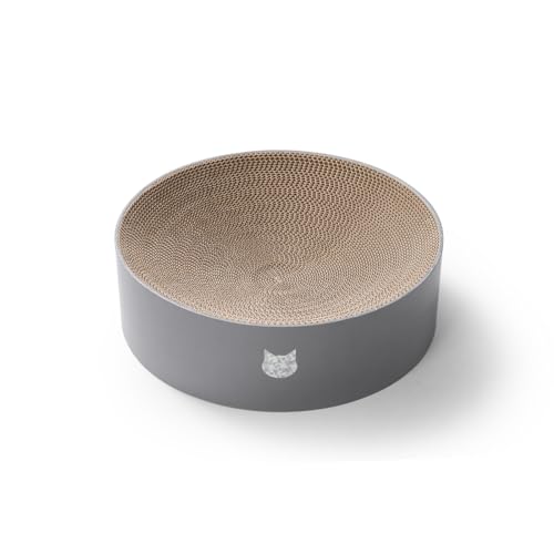 Necoichi Cat Scratcher Bowl for Indoor Cats - Cat Scratching Lounger with Reversible Usability and Extra Comfort for Lounge, Cardboard Bed Couch / (Regular, Hologram Gray) - color: Gray, size: Regular