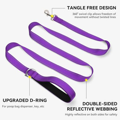 Joytale Dog Leash, 4 FT Double-Sided Reflective, Padded Handle Nylon Heavy Duty Leashes for Small Dogs Walking, Purple - color: Purple, size: 4 ft Narrow