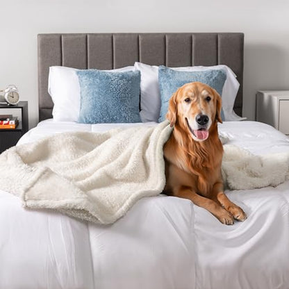 PETAMI Fluffy Fleece CAT and Dog Throw Blanket, Beige, Large - color: Beige, size: Large (40x60)