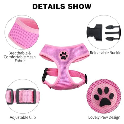 BINGPET Small Dog Harness, No Pull Dog Harness Small Sized Dogs, Soft Light Breathable Mesh Puppy Vest with Safety Buckle-Adjustable Step in Pet Harnesses for Easy Walking, Running, Training - color: Pink, size: S (NECK: 12", CHEST: 14"-18")