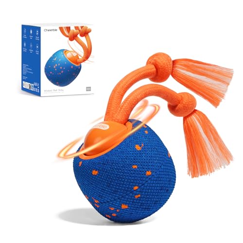 Cheerble Smart Interactive Dog Toy, Wicked Ball Rolly, Automatic Moving, Bouncing, Rotating, E-TPU Material, Active Rolling Interactive Dog Ball for Medium and Large Dogs (Blue) - color: Blue