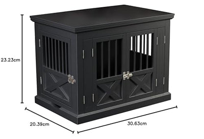 Merry Products Triple Door Medium Dog Crate, Dog Kennel, Dog Cage - color: Black