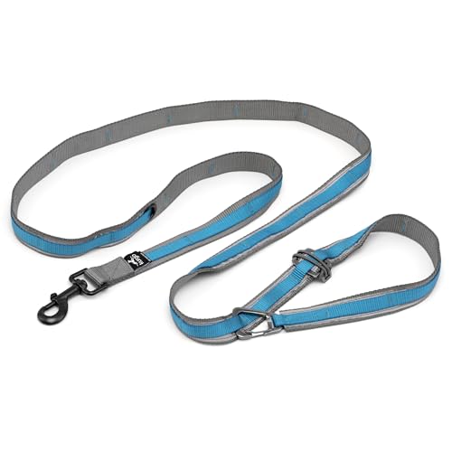 Kurgo 6 in 1 Quantum Leash, Hands Free Leash for Dogs, Running Belt Lead, Crossbody & Waist Belt Style, Reflective, Carabiner Clip, for Training, Hiking, or Jogging, 4 Colors - color: Blue